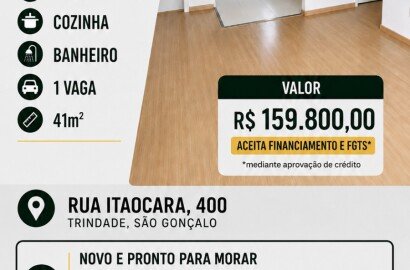 AP00015-  Apartamento TÉRREO 2 quartos 41m² - Solar dos Oitis I - Trindade - Pronto para morar - 1 Vaga